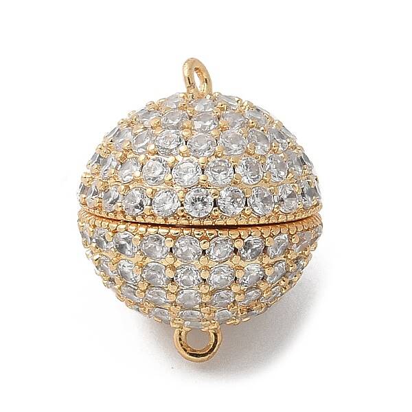 Brass Micro Pave Cubic Zirconia Magnetic Clasps