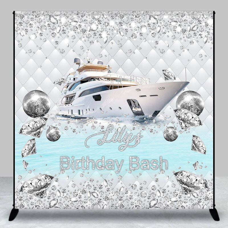 Aperturee Diamonds Sparkle Ship Custom Name Birthday Backdrop | Backdrop For Birthday Party | Custom Happy Birthday Banner | ...
