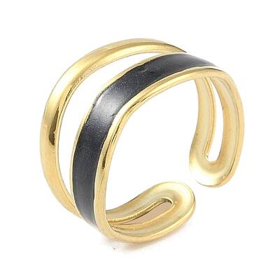 Ion Plating(IP) 304 Stainless Steel Enamel Cuff Finger Rings