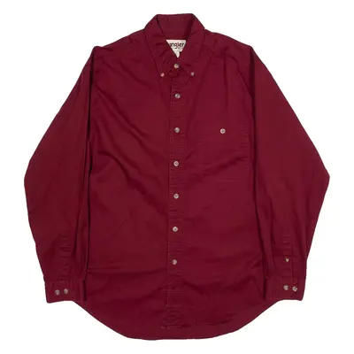 WRANGLER Rugged Wear Mens Plain Shirt Red Long Sleeve L