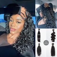 [Ashine] 10-30 inches Salon Quality Brazilian Virgin Bundles 100% Human Hair Straight/Body Wave/Deep Wave/Deep Curly Wigs Nat...