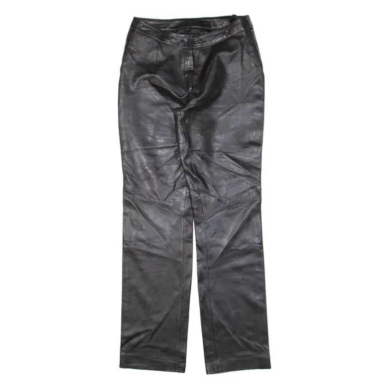 Womens Leather Trousers Black Regular Straight W27 L31