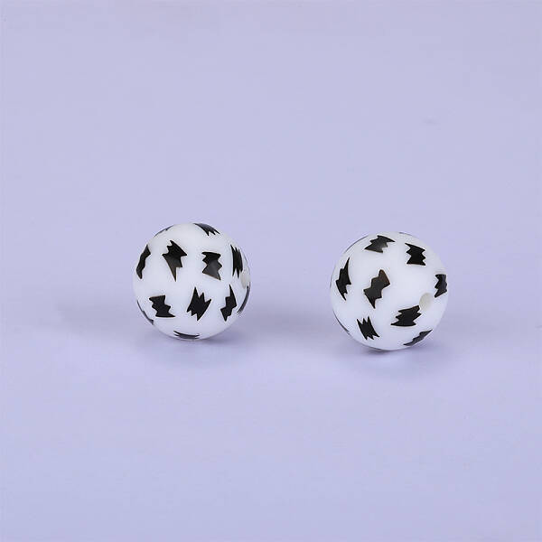 Printed Round Silicone Focal Beads