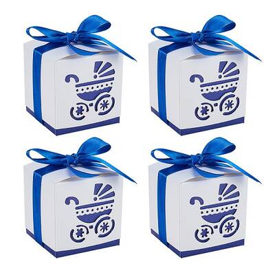 Hollow Stroller BB Car Carriage Candy Box wedding party gifts with Ribbons