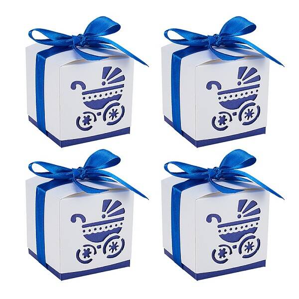 Hollow Stroller BB Car Carriage Candy Box wedding party gifts with Ribbons