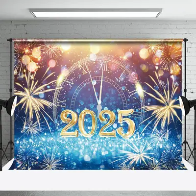 Blue Purple Blur Vibe Countdown Happy New Year Backdrop