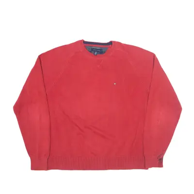TOMMY HILFIGER Jumper Red Tight Knit Mens XL