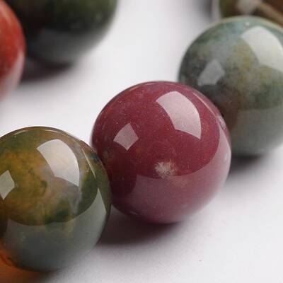Round Natural Indian Agate Gemstone Bead Strands