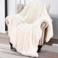 [halloween gifts] Solid Color Faux Rabbit Fur Blanket, 1 Piece Soft Cozy Fluffy Warm Bubble Faux Fur Blanket for Bed Sofa Bed...