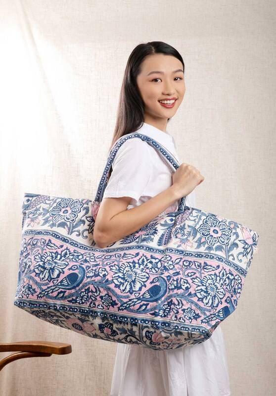 Tote Bag Sp23a4 Carry All Bag Blue-Pink-Floral | Color: BLUE PINK FLORAL | Size: U