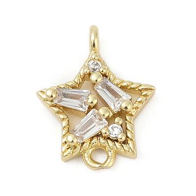 Brass Clear Cubic Zirconia Connector Charms