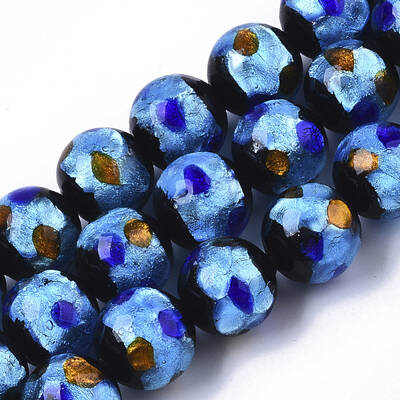 Handmade Silver Foil Lampwork Beads Strands