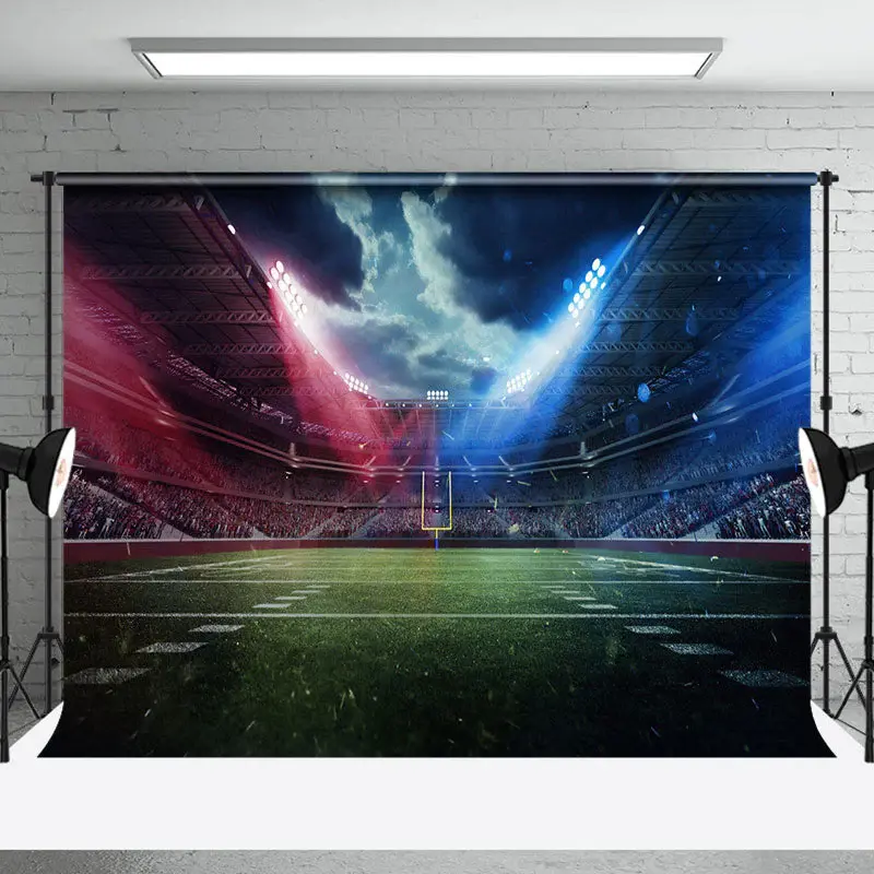 Blue Red Spotlight Sports Stadium Party Backdrop - Aperturee