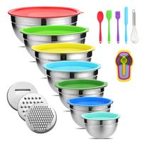 Stainless Steel Nested Mixing Bowl Set of 21 with Non-Slip Silicone Bottom and Sealing Lid is colorful, durable and easy to s...