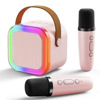 Mini karaoke machine with microphone sound system, portable karaoke machine with 2 wireless microphones, birthday gifts for g...