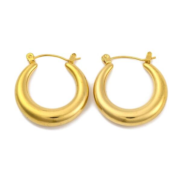 Moon Ion Plating(IP) 304 Stainless Steel Hoop Earrings