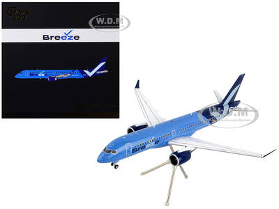 Embraer ERJ-195 Commercial Aircraft Breeze Airways Blue Gemini 200 Series 1/200 Diecast Model Airplane by GeminiJets