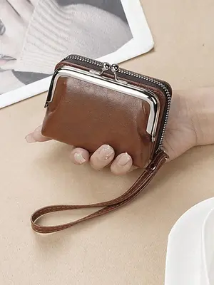 Women's Solid Color Zipper Short Wallet, Casual Multi-functional Coin Purse, Multifunctional Card Holder for Women & Girls fo...