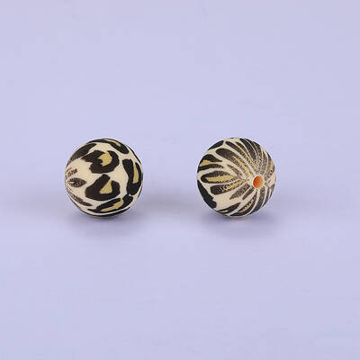 Printed Round Silicone Focal Beads