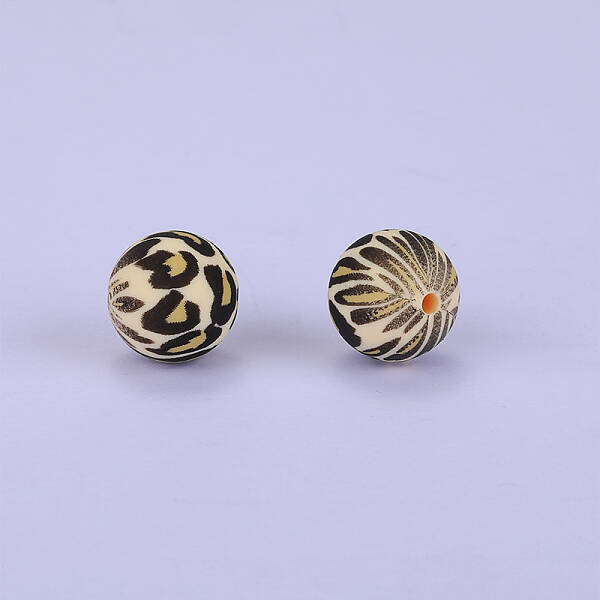 Printed Round Silicone Focal Beads