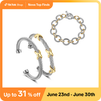 Aprilery 3PCS Twisted Cable Bracelet and Chain Trendy - Cuff Knot Vintage Bracelets Jewelry