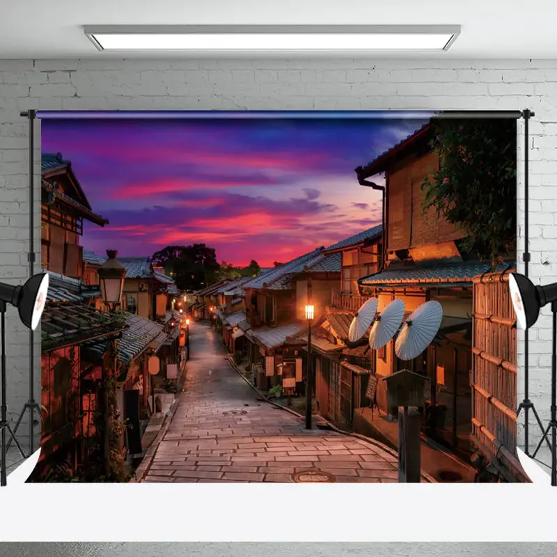 Ancient Town Street Sunset Night Backdrop For Photo - Aperturee