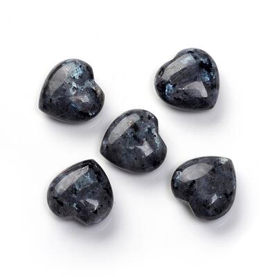 Natural Larvikite Heart Love Palm Worry Stone