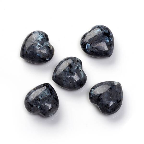 Natural Larvikite Heart Love Palm Worry Stone