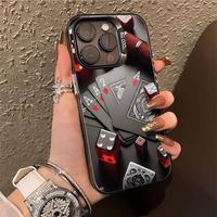 Case for iPhone 16 Pro Max 15 Plus 14 13 12 11 XS XR E Retro and Trendy Dice Poker Card Pattern Shockproof Silicone PC Back P...