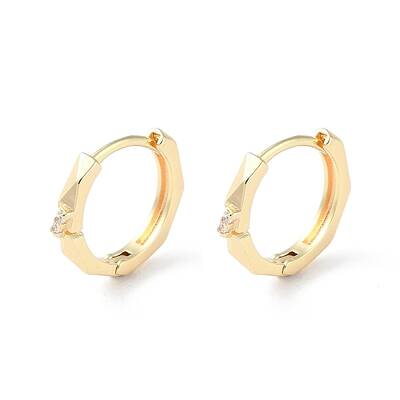 Brass Micro Pave Cubic Zirconia Hoop Earrings