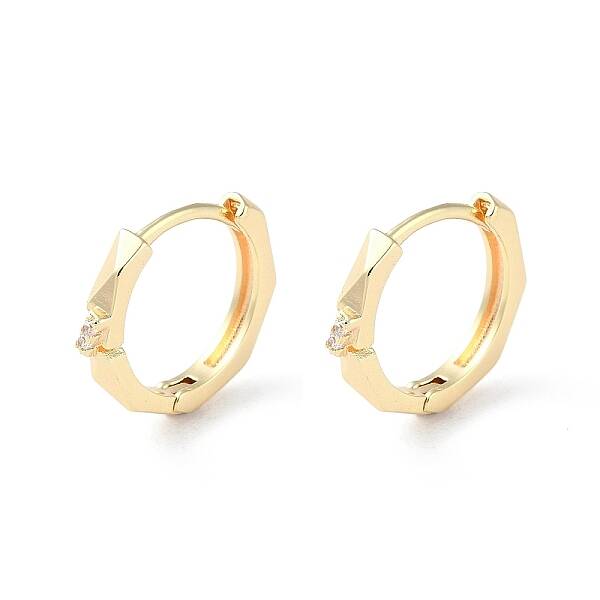 Brass Micro Pave Cubic Zirconia Hoop Earrings
