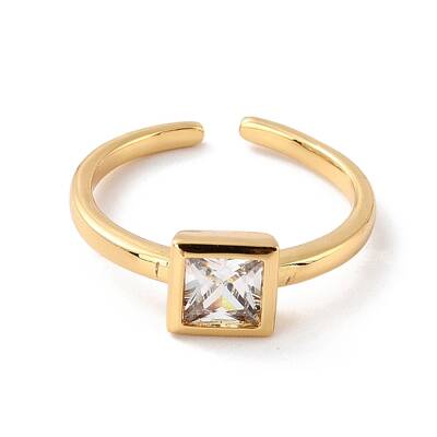 Square Cubic Zirconia Cuff Ring for Her