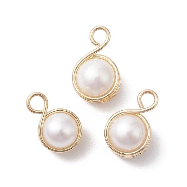 Natural Cultured Freshwater Pearl Copper Wire Wrapped Connector Charms