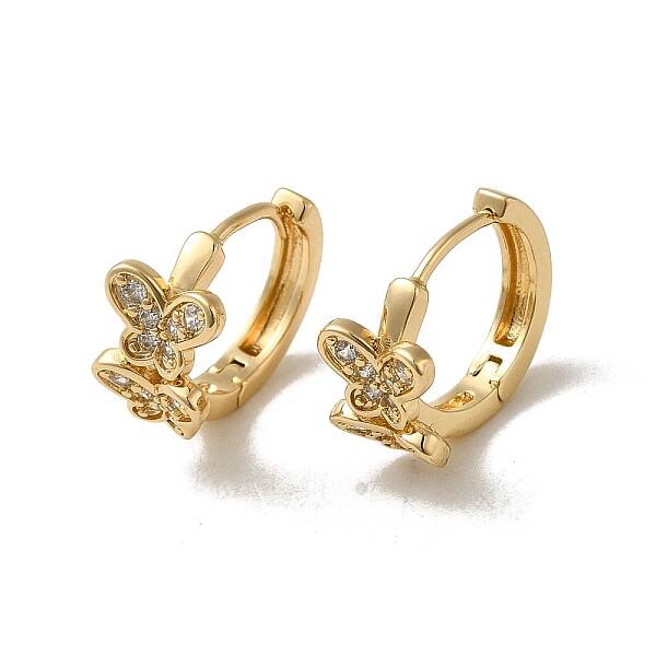 KC Gold Plated Brass Micro Pave Cubic Zirconia Hoop Earring