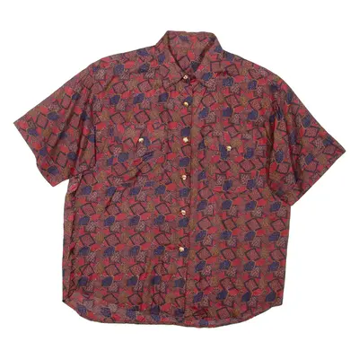 Womens Printed Shirt Red Collared L
