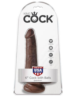 King Cock 6 Cock With Balls - Brown