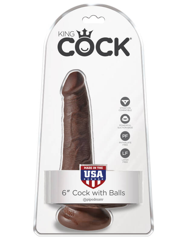 King Cock 6 Cock With Balls - Brown