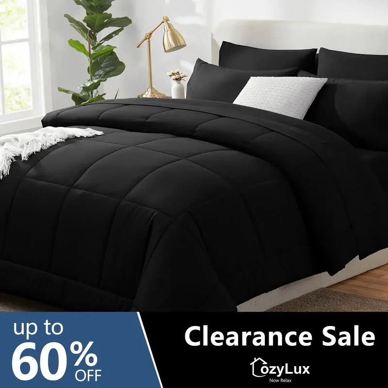 【Clearance Deal】CozyLux Comforter Set  7 Pieces Bed in a Bag  Comforters  Bed Set Bedding Sets  with All Season Stitch Qu...