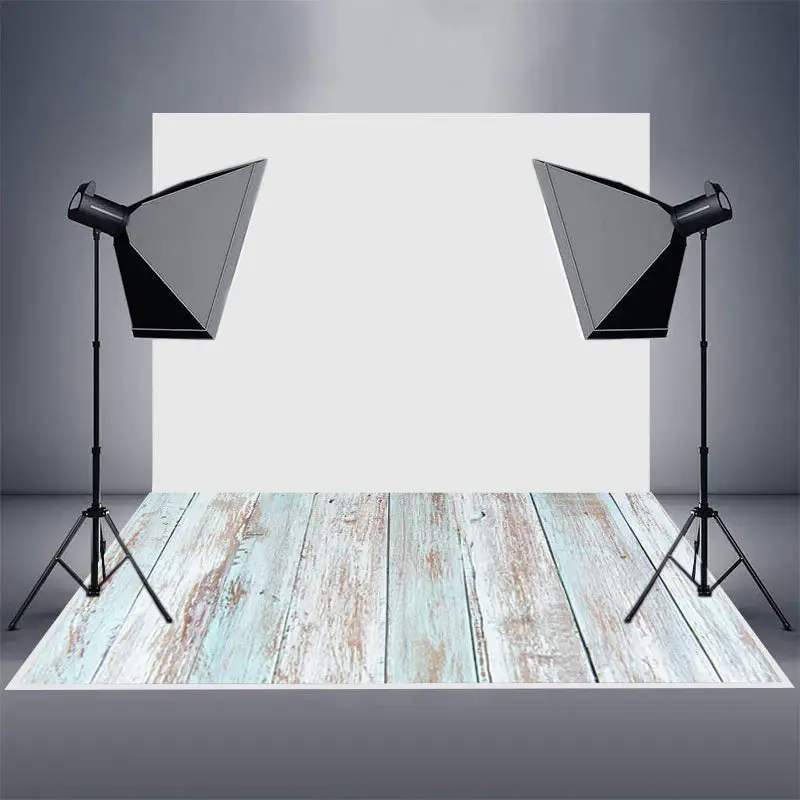 Blue White Paint Wooden Floor Mat For Photos - Aperturee