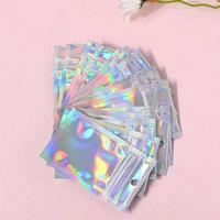 Self-adhesive Storage Bag, 50pcs Multifunctional Laser Flat Self-sealing Bag, Data Cable Jewelry Storage Bag, Summer Gift Pou...