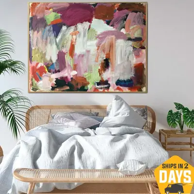 Unstretched Extra Large Abstract Colorful Paintings On Canvas Original Textured Painting Modern Vivid Art | CHAOS 62.99"...