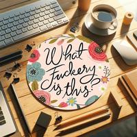 Floral Letter Pattern Mouse Pad, Multipurpose Round Small Mouse Pad, Non-slip Rubber Base Mouse Mat, Office Supplies Office D...