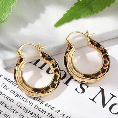 Brass Enamel Hoop Earrings