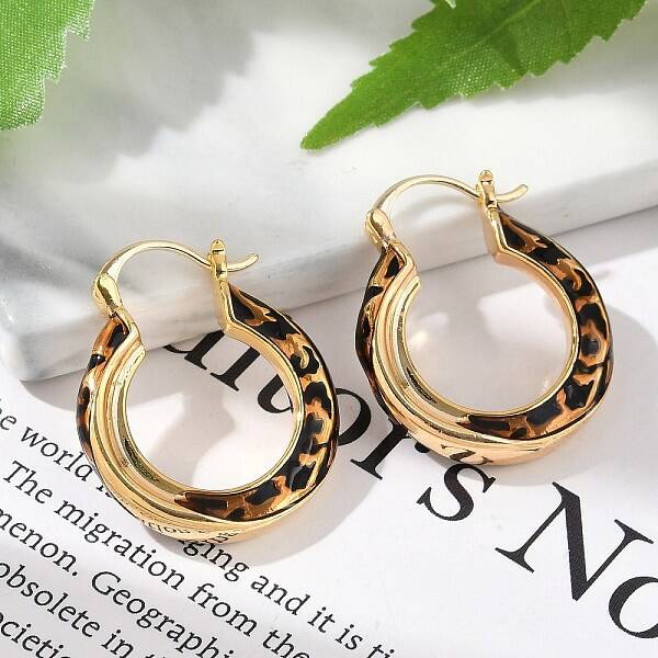 Brass Enamel Hoop Earrings