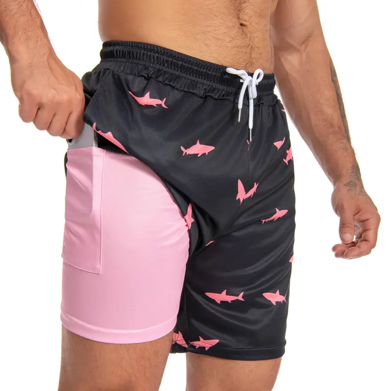JUNBAOSS Mens Swim Trunks with Compression Stretch Beach Shorts Quick Dry with Pockets No-Chafing Board Shorts, Breathable Fi...