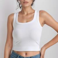 Women’s Ribbed Scoop Neck Tank Top - Stretchy Sleeveless Cropped Top , Casual or Workout, Soft Knit Fabric with Wide Straps...