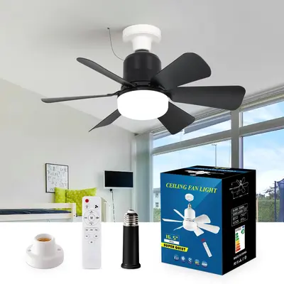 E27/E26 Socket Ceiling Fan with Lights, Modern Energy-saving Ceiling Fan with LED Bulb, Variable Frequency DC Motor Fan for H...