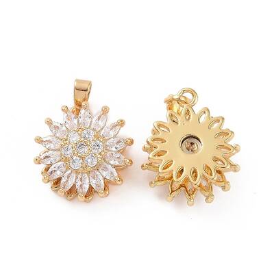 Rotatable Brass Micro Pave Clear Cubic Zirconia Pendants