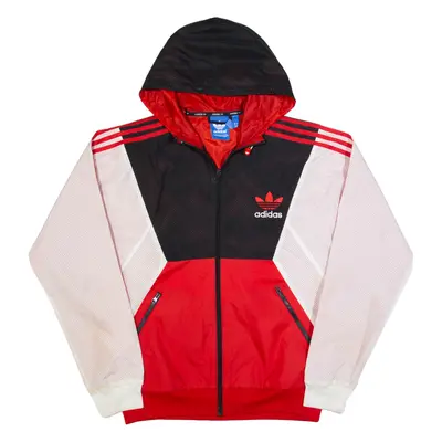 ADIDAS Mens Track Jacket Red Hooded Colourblock M