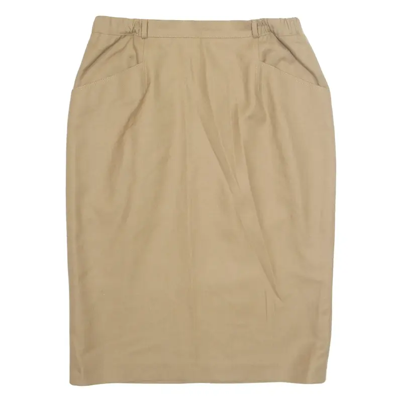 Womens Pencil Skirt Beige Knee Length Wool L